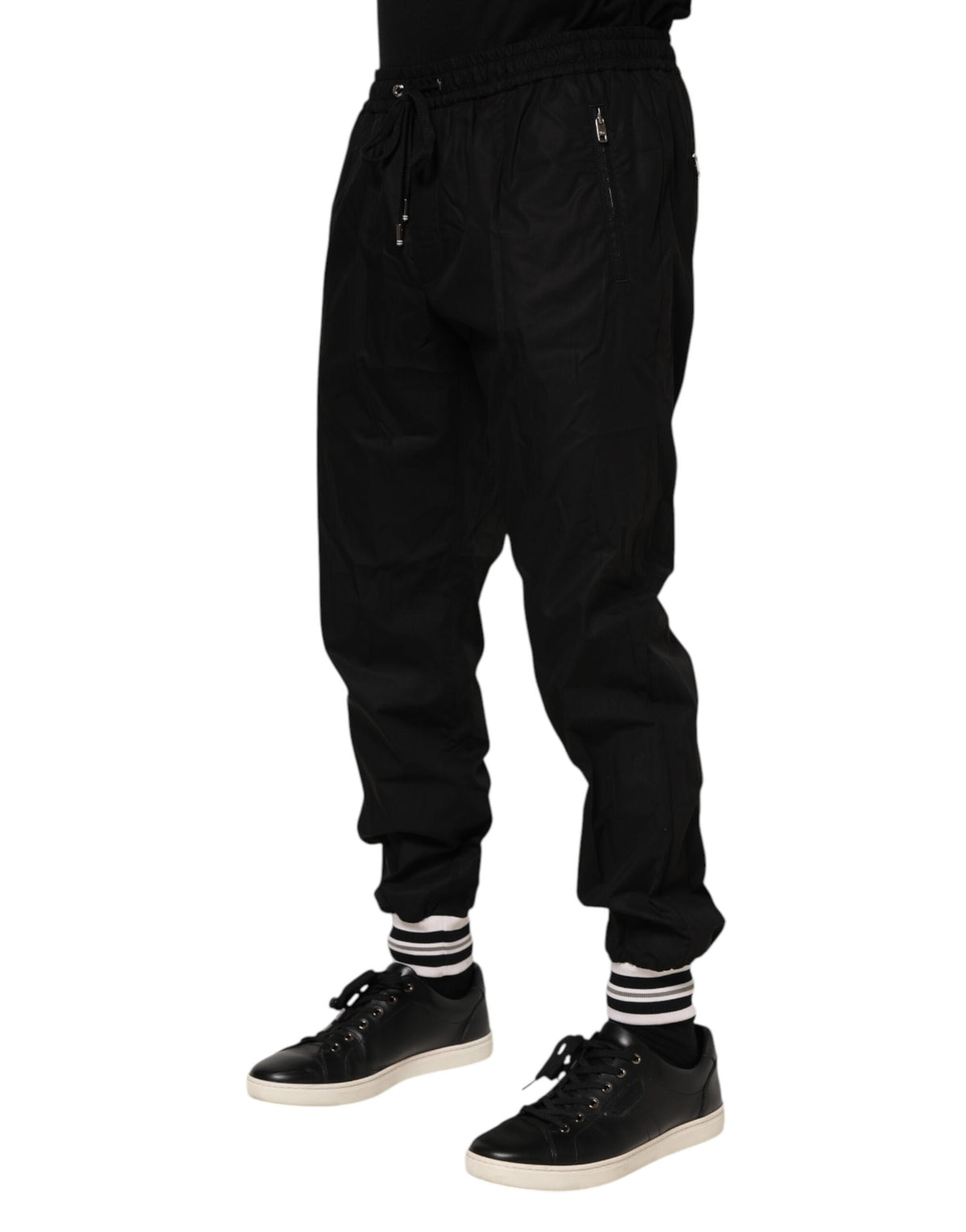 Dolce & Gabbana Schwarzes Baumwoll-Logo-Tape Herren-Jogger-Hose