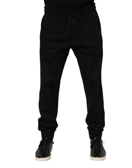 Dolce & Gabbana Schwarz Baumwolle Männer Jogger Sweatpants Hosen