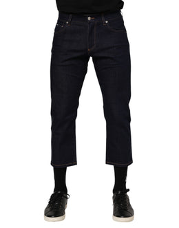 Dolce & Gabbana Dunkelblaue Baumwolle Logo Slim Fit Herren Denim Jeans