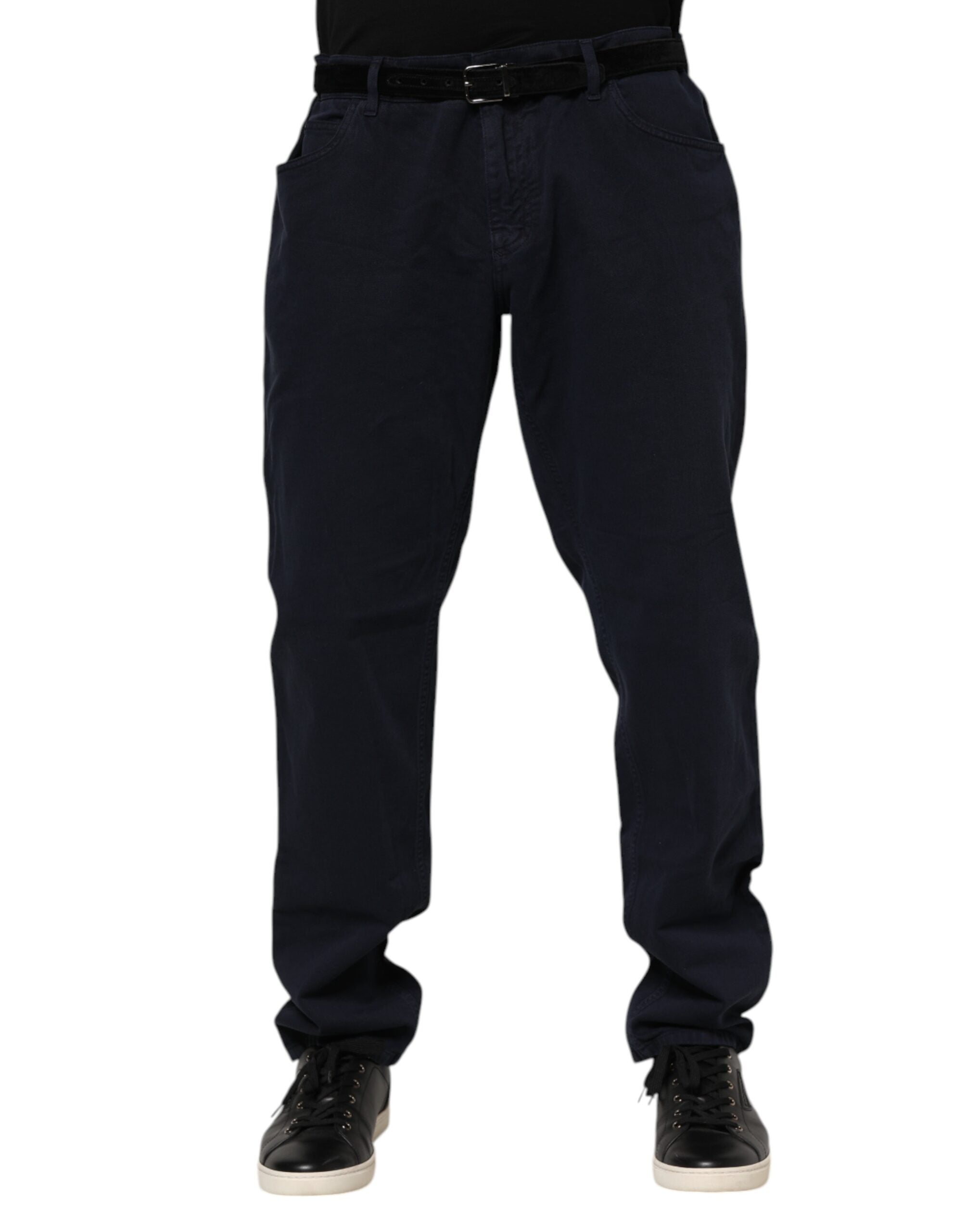 Dolce & Gabbana Schwarze konisch zulaufende Denim-Jeans aus Baumwolle
