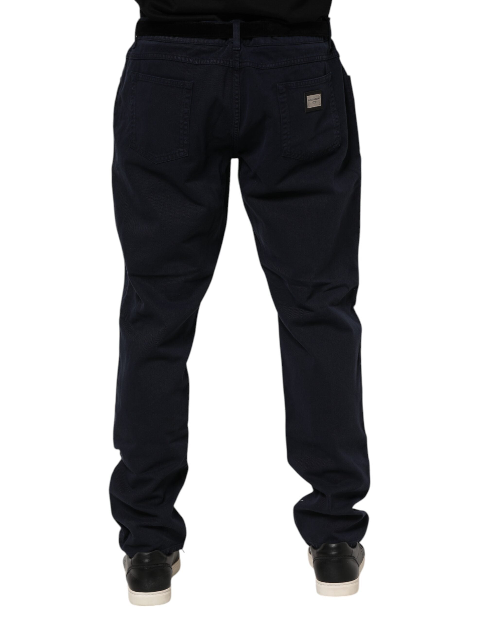 Dolce & Gabbana Schwarze konisch zulaufende Denim-Jeans aus Baumwolle
