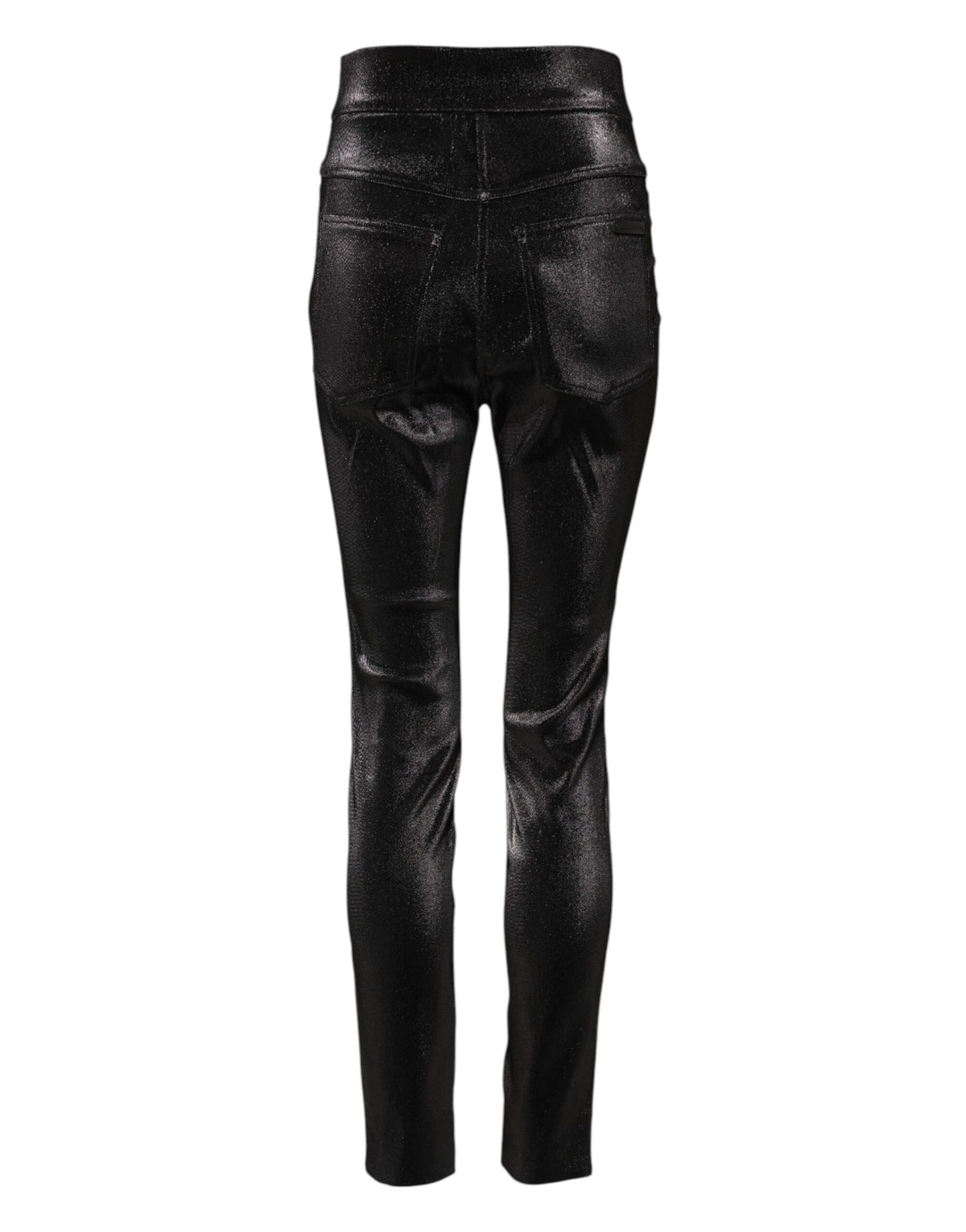 Dolce & Gabbana Schwarze Baumwoll-Stretch-Hose mit silbernem Lurexfaden