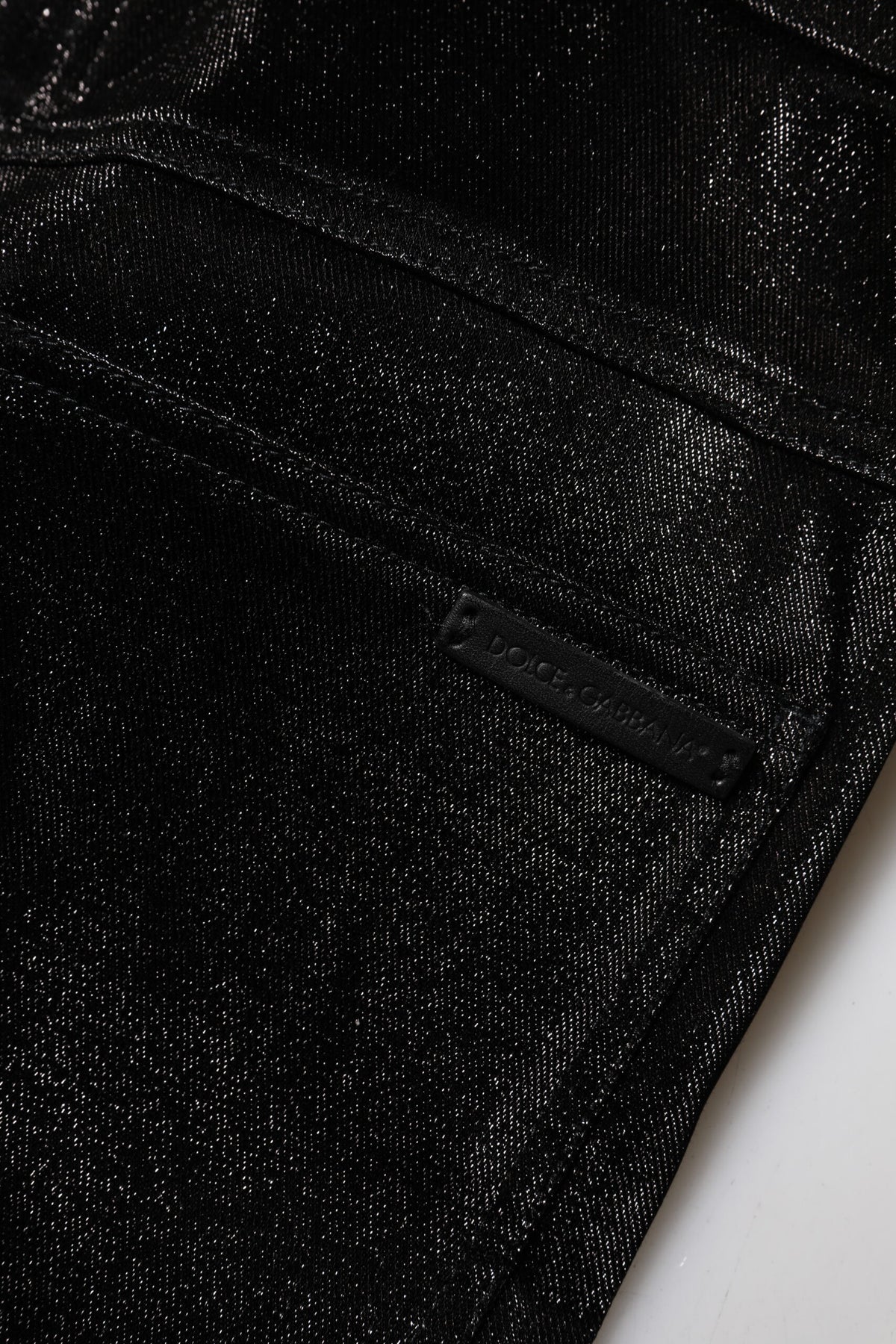 Dolce & Gabbana Schwarze Baumwoll-Stretch-Hose mit silbernem Lurexfaden