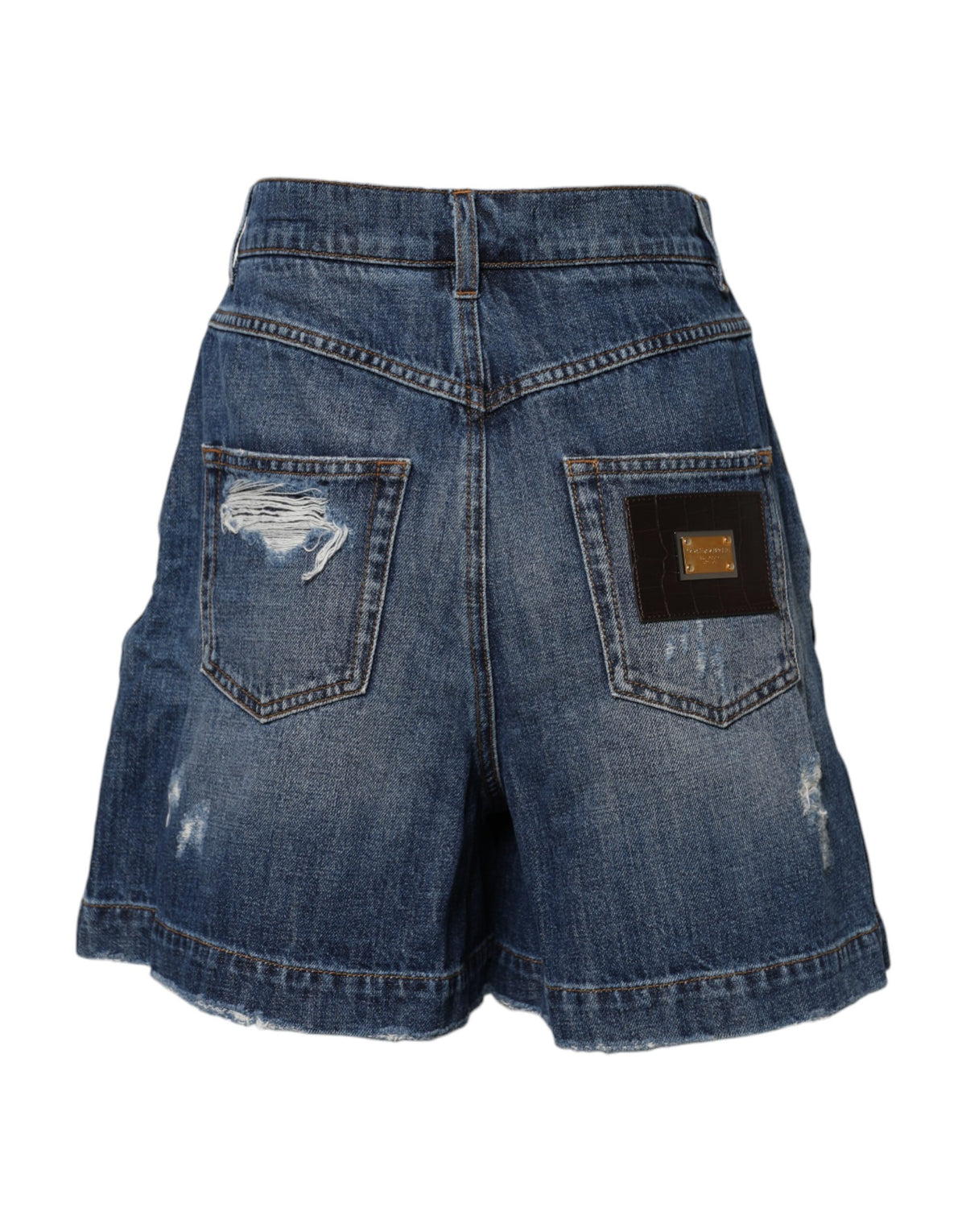 Dolce & Gabbana Bermudashorts aus zerfleddertem Denim aus blauer Baumwolle