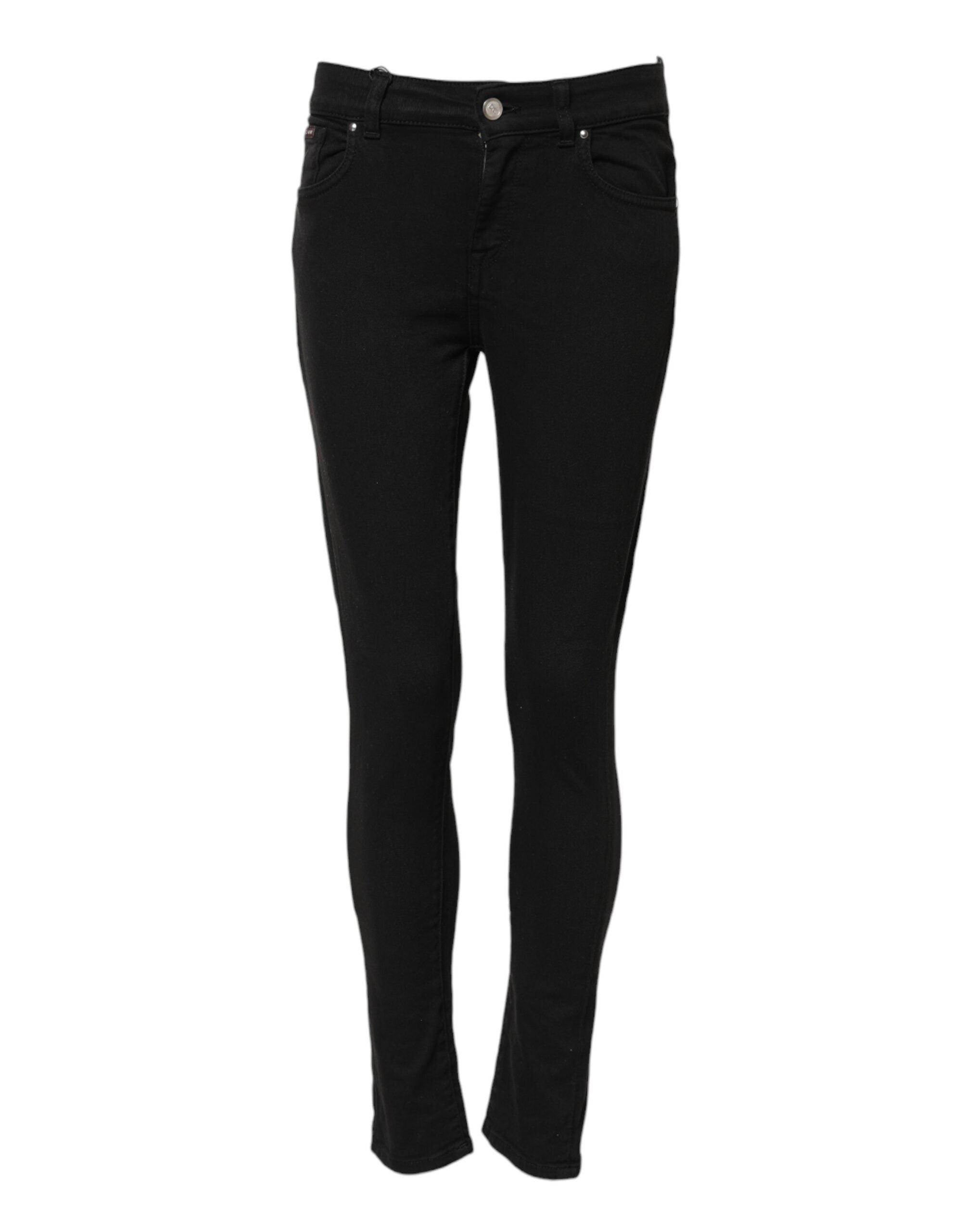 Dolce & Gabbana Schwarze Skinny Jeans aus Baumwolldenim mit mittlerer Bundhöhe