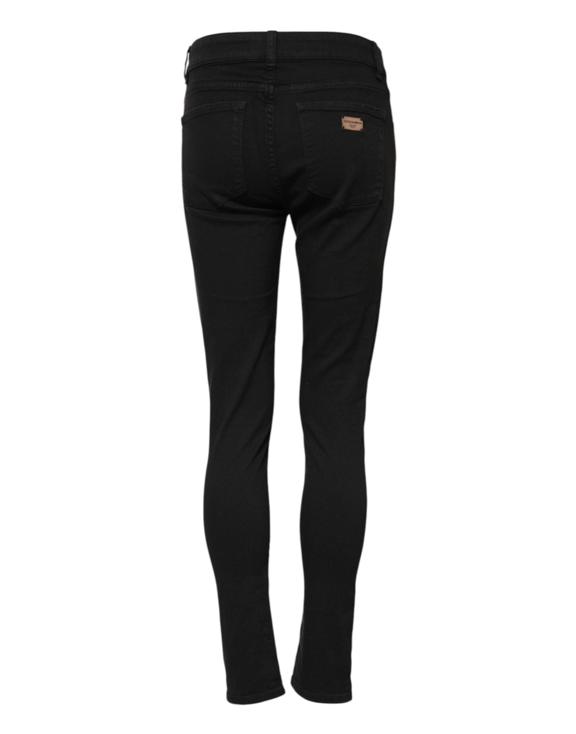 Dolce & Gabbana Schwarze Skinny Jeans aus Baumwolldenim mit mittlerer Bundhöhe