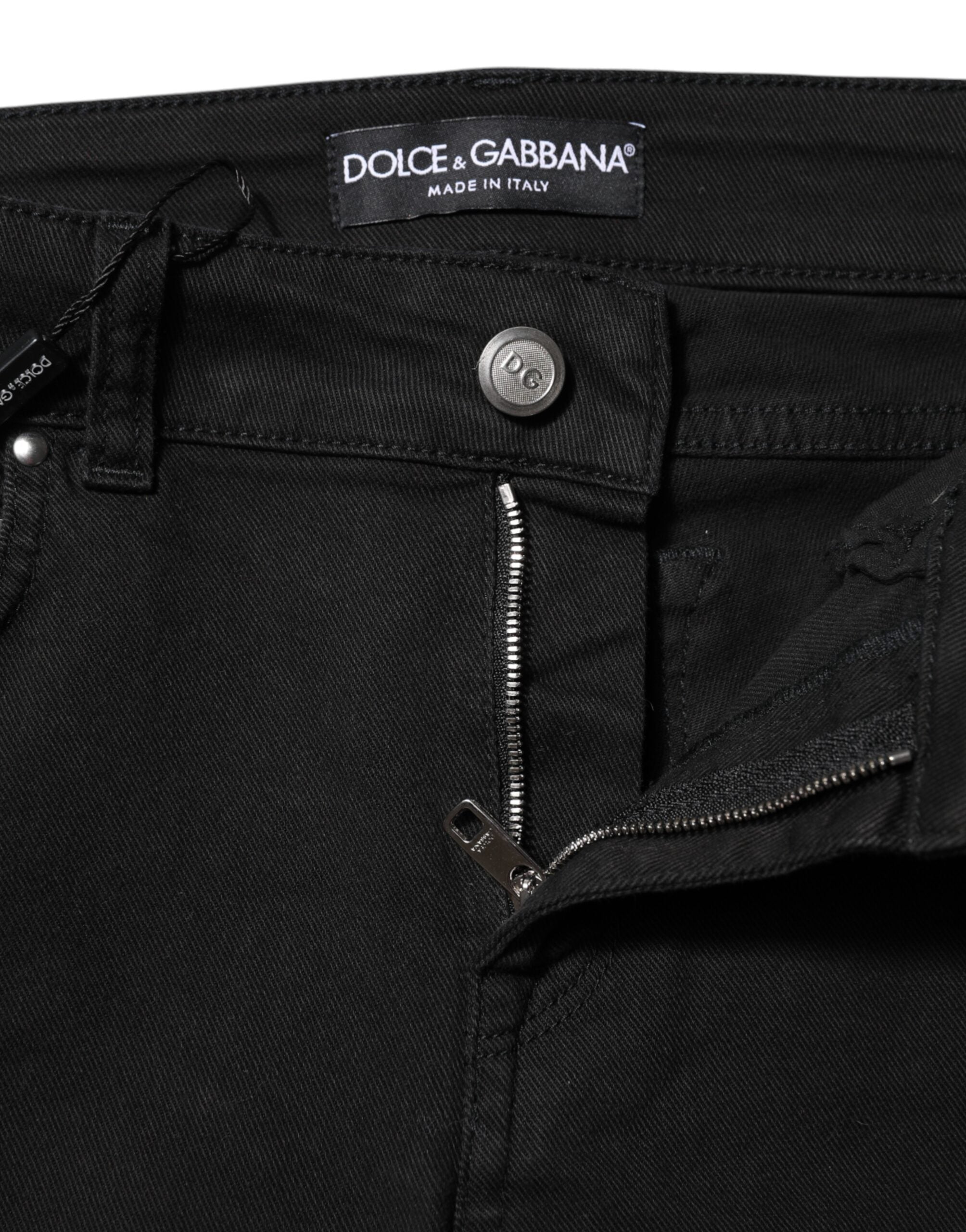 Dolce & Gabbana Schwarze Skinny Jeans aus Baumwolldenim mit mittlerer Bundhöhe