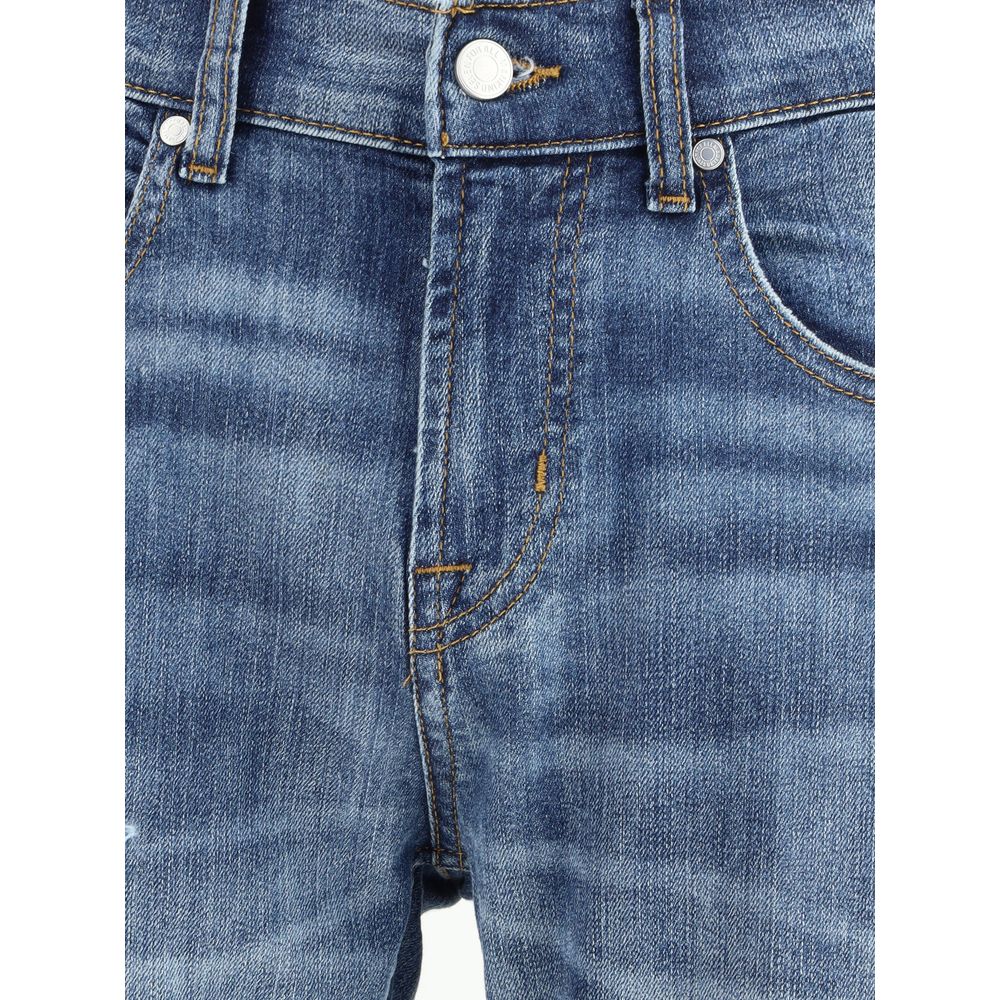 7FOR Blaue Jeans aus Baumwolle im geraden Schnitt