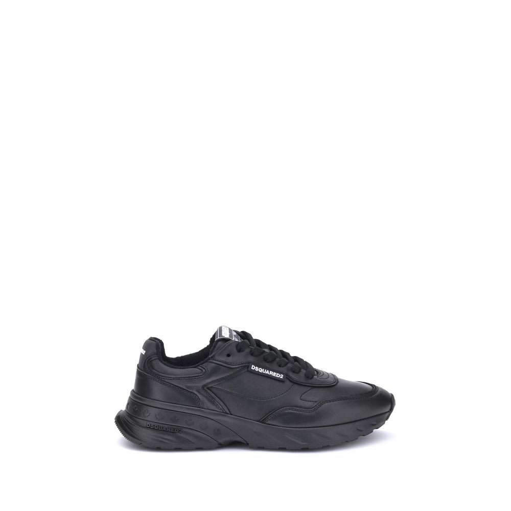 Dsquared² Schwarze Bos Taurus Kalbsleder Sneaker