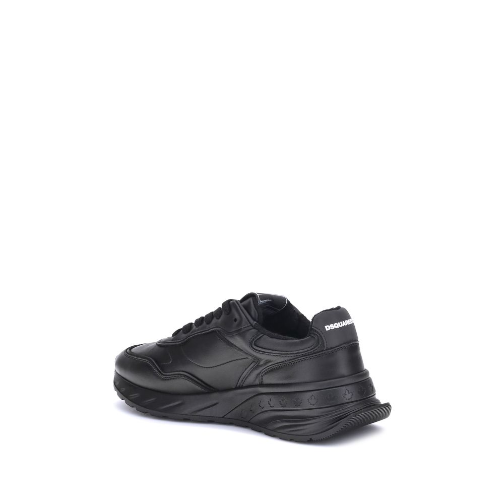 Dsquared² Schwarze Bos Taurus Kalbsleder Sneaker