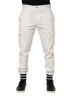 Dolce & Gabbana Weiße Baumwolle Jogger Cargo Skinny Männer Hosen