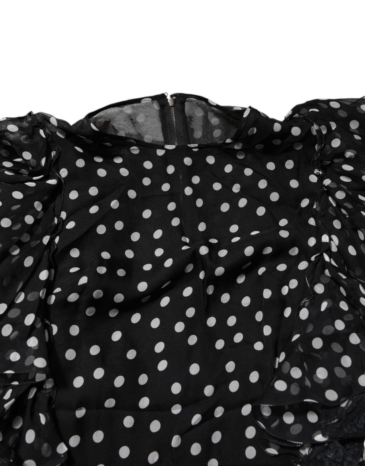 Dolce & Gabbana Schwarz Weiß Spitze Polka Dot Chiffon Kleid