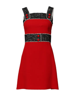 Dolce & Gabbana Rotes ärmelloses Minikleid aus Wolle in ausgestellter A-Linie