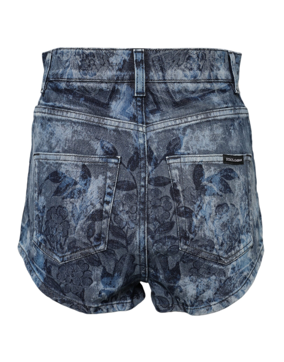 Dolce & Gabbana Blauer Blumendruck Denim Baumwolle Hot Pants Shorts