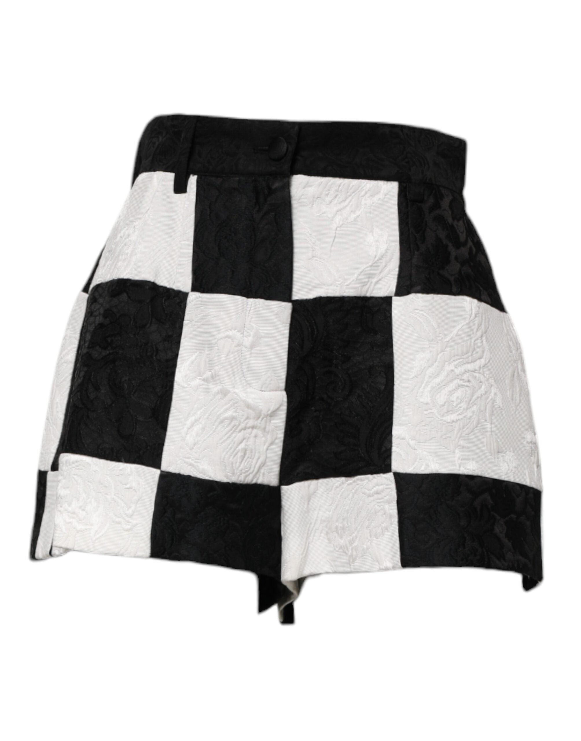 Dolce & Gabbana Schwarz Weiß Floral Brokat Hot Pants Shorts