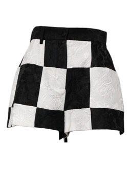 Dolce & Gabbana Schwarz Weiß Floral Brokat Hot Pants Shorts