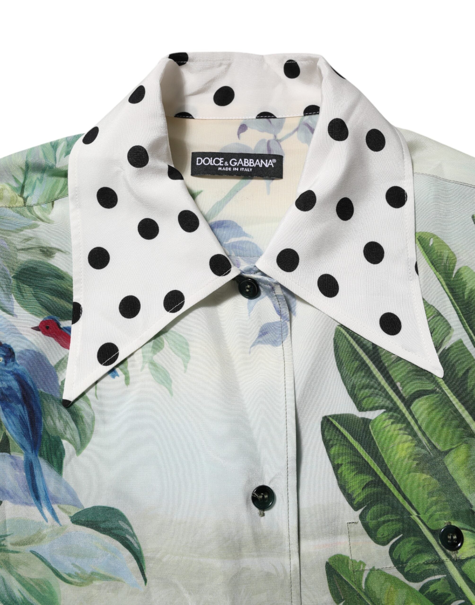 Dolce & Gabbana Mehrfarbig bedrucktes Hemd aus Seide mit Kragen