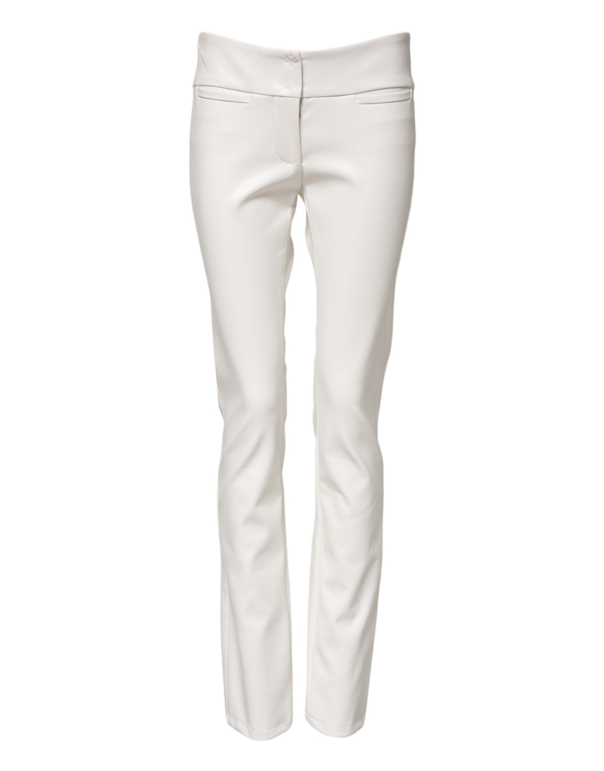 Dolce & Gabbana Weiße Polyurethan-Hose mit hoher Taille und konisch zulaufender Hose