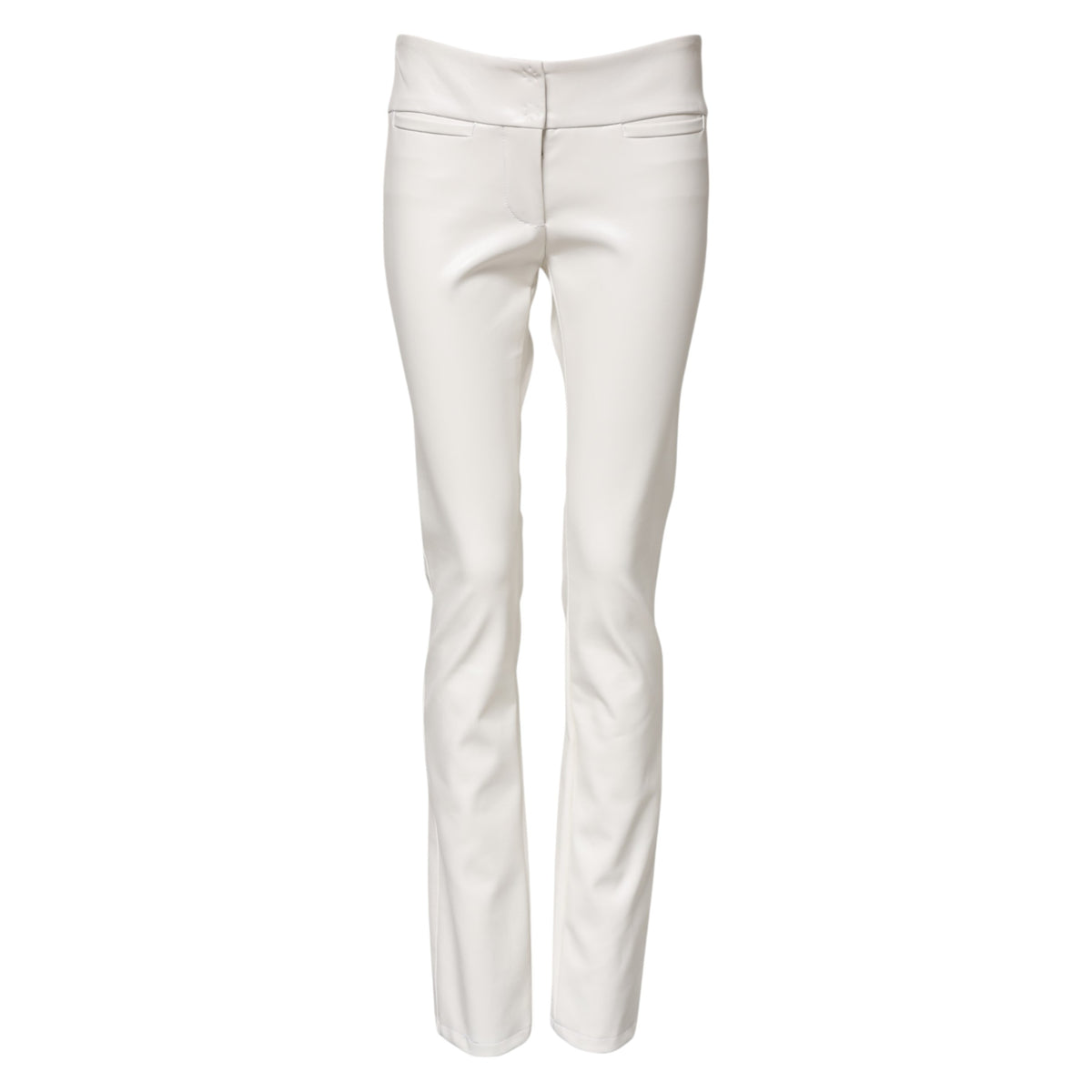 Dolce & Gabbana Weiße Polyurethan-Hose mit hoher Taille und konisch zulaufender Hose