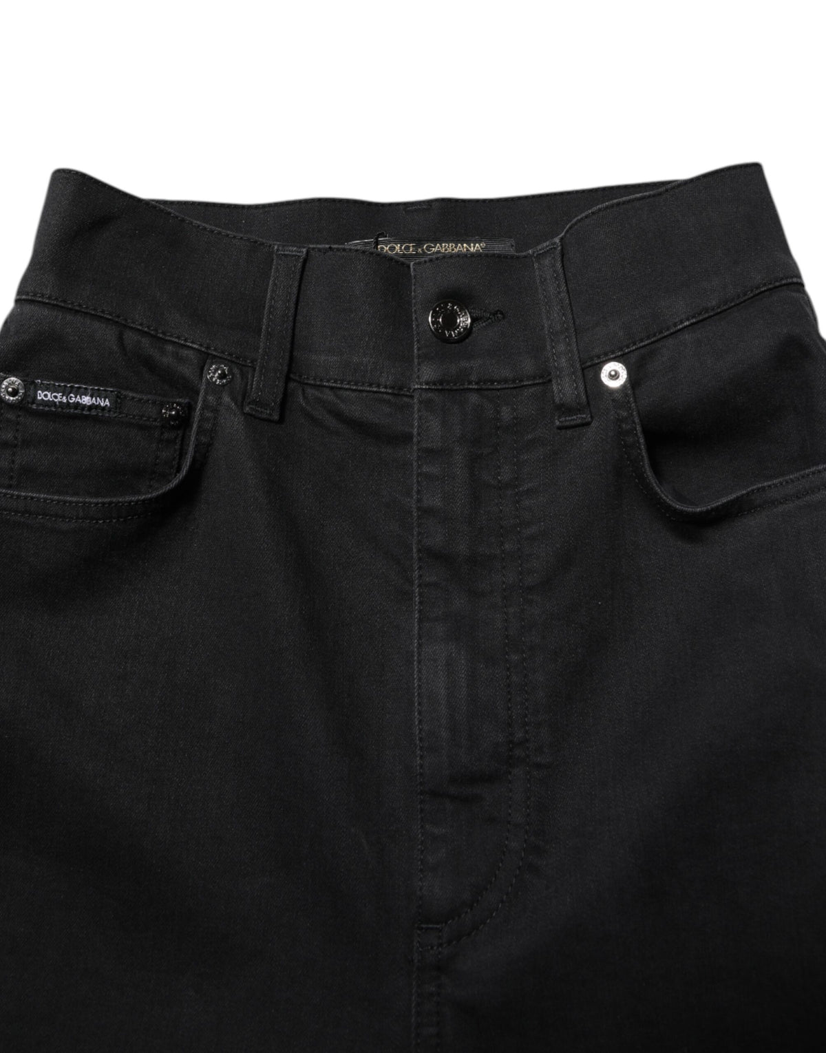 Dolce & Gabbana Schwarze Skinny Denim-Jeans mit hoher Taille aus Baumwolle