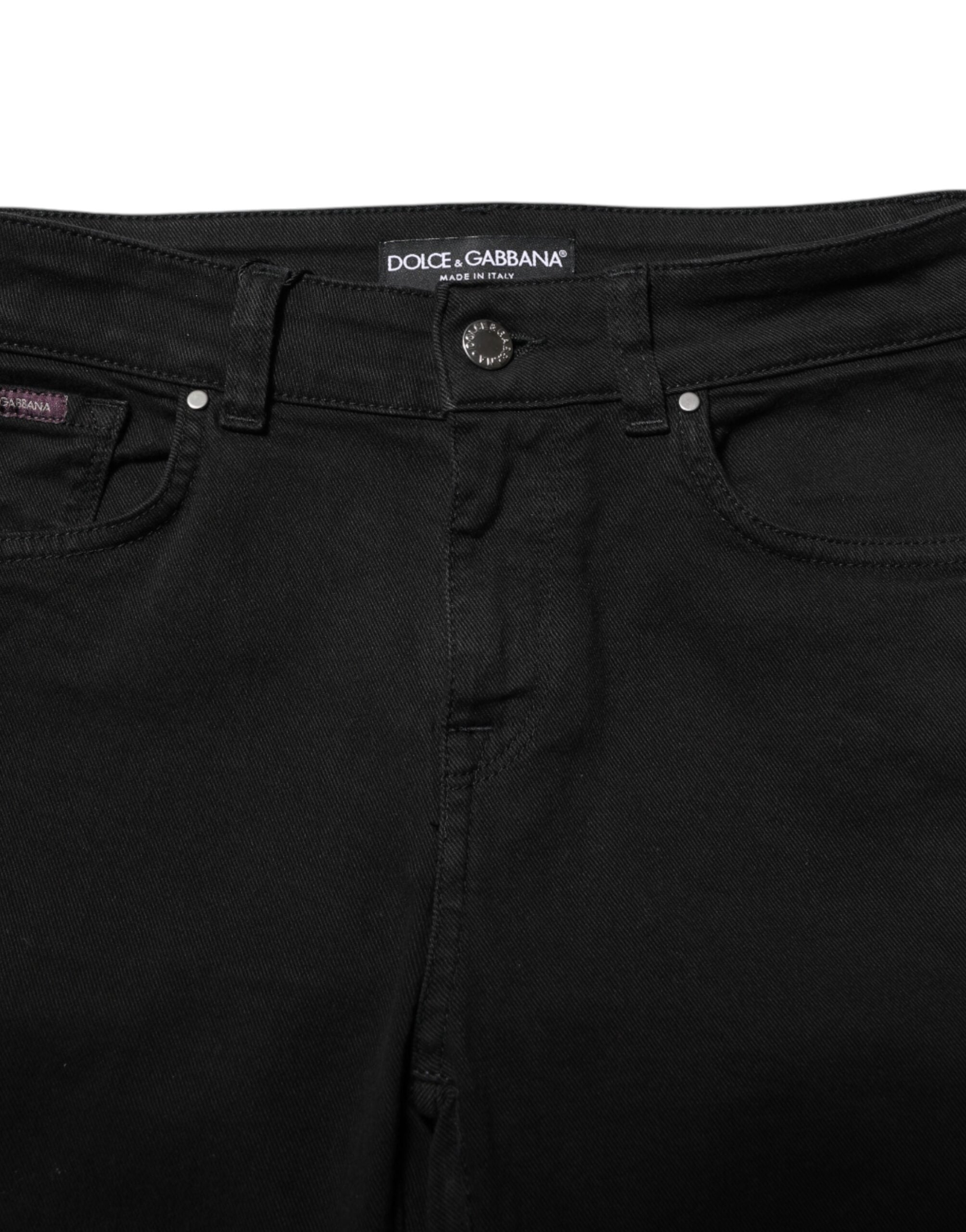 Dolce & Gabbana Schwarze Skinny Jeans aus Baumwolldenim mit mittlerer Bundhöhe