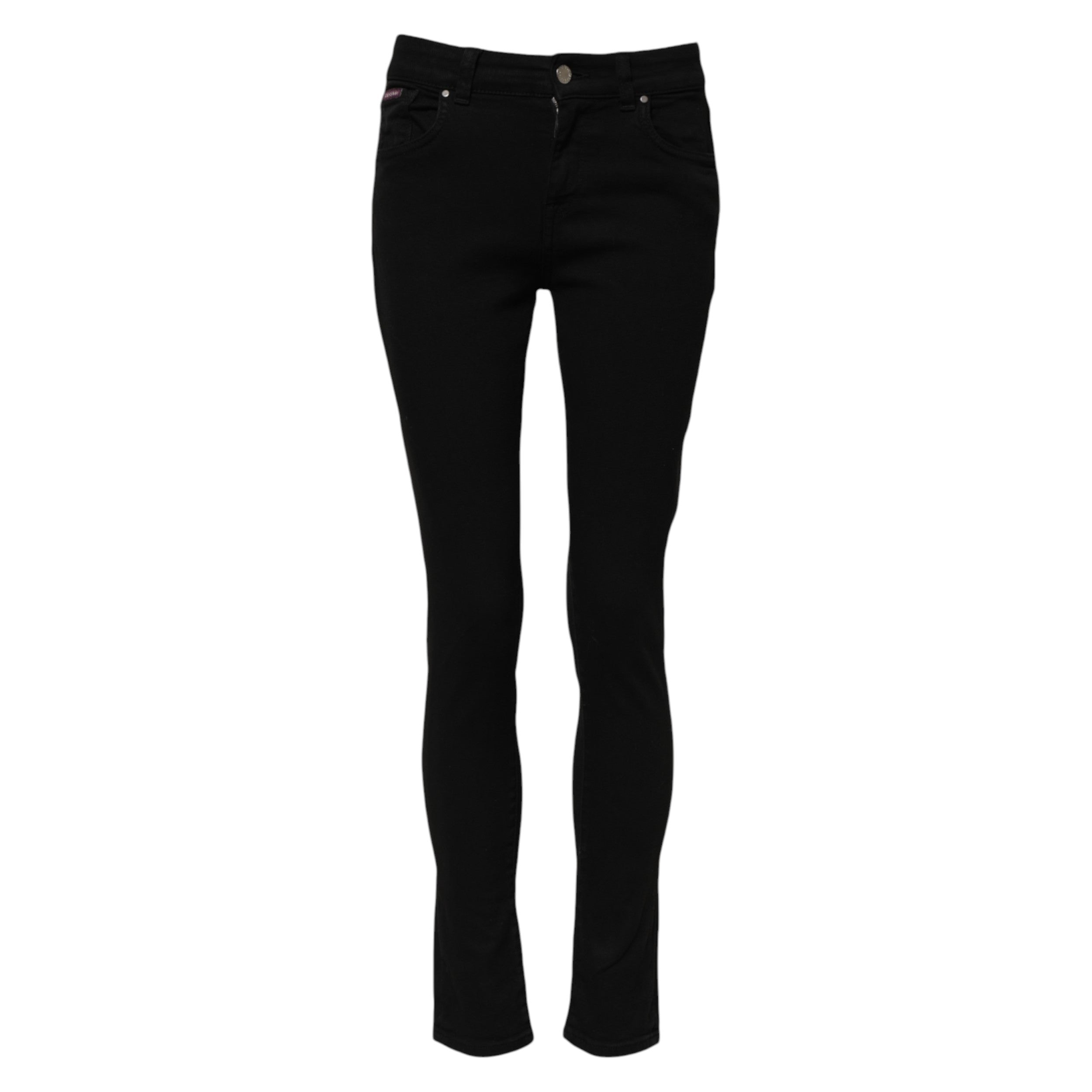 Dolce & Gabbana Schwarze Skinny Jeans aus Baumwolldenim mit mittlerer Bundhöhe
