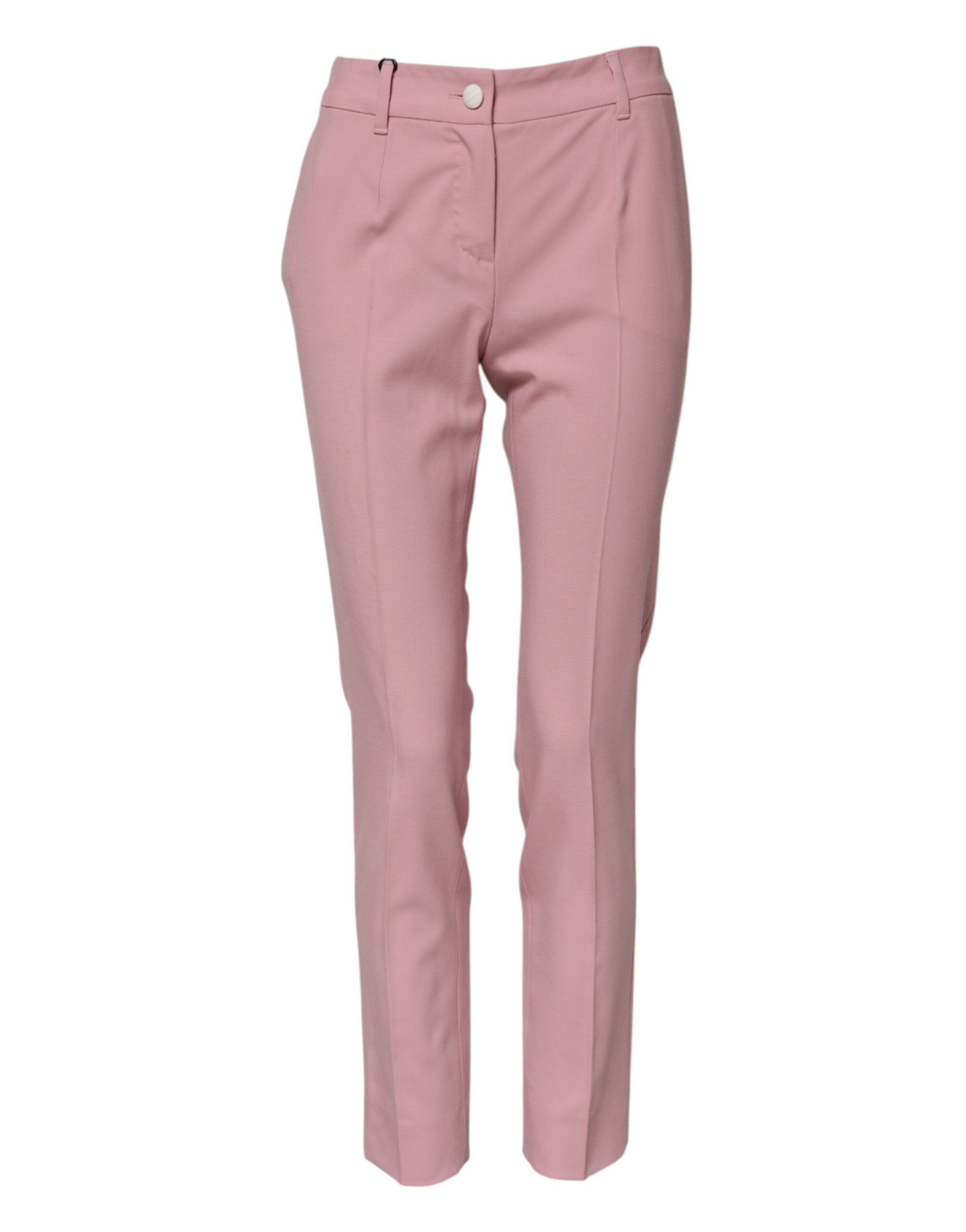 Dolce & Gabbana Rosa Wollhose mit hoher Taille und konisch zulaufender Hose