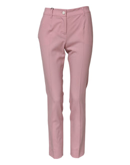 Dolce & Gabbana Rosa Wollhose mit hoher Taille und konisch zulaufender Hose