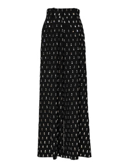 Dolce & Gabbana Schwarze, kristallverzierte Hose mit weitem Bein