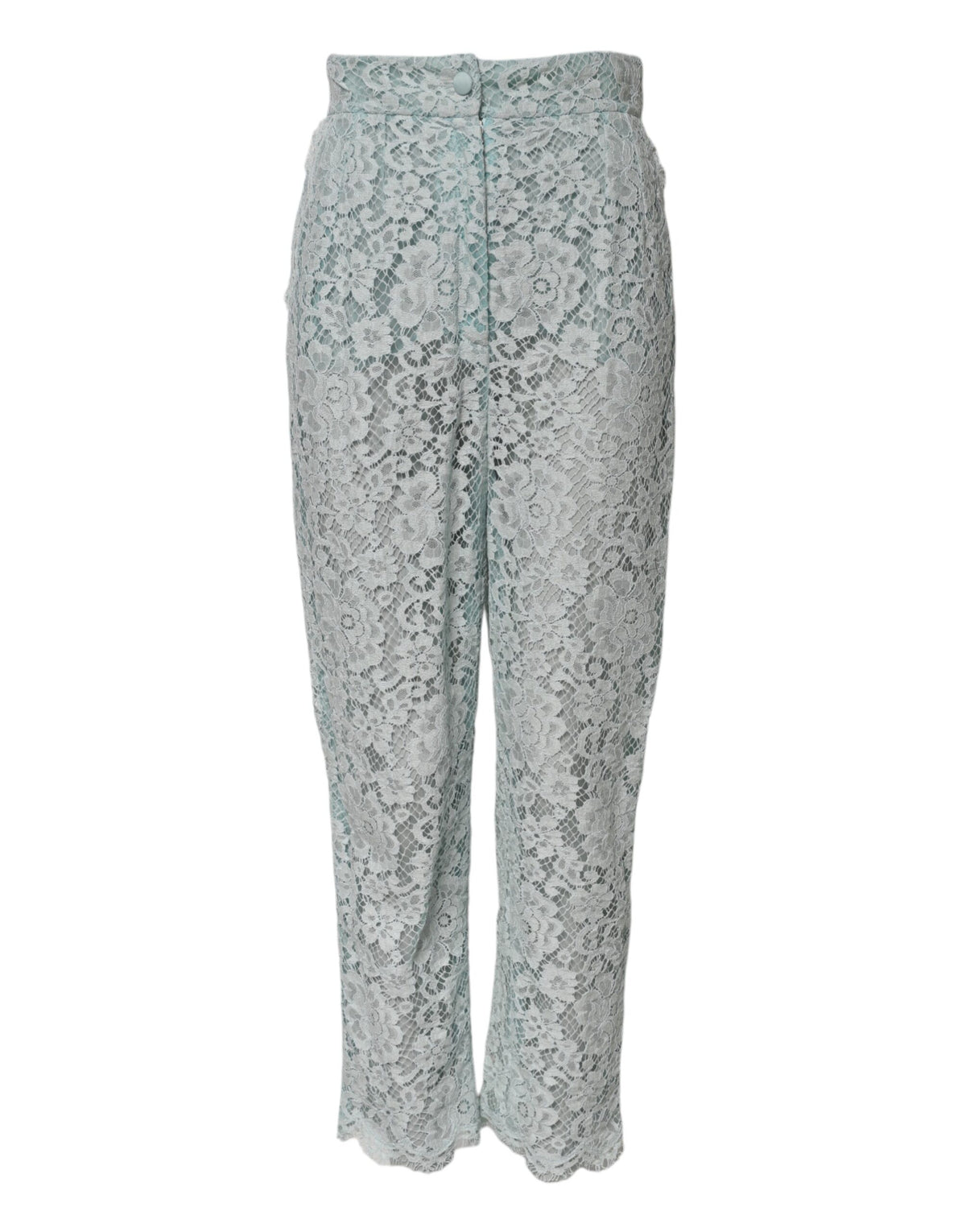 Dolce & Gabbana Mintgrüne Hose aus Baumwolle mit floraler Spitze Hose
