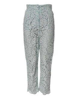 Dolce & Gabbana Mintgrüne Hose aus Baumwolle mit floraler Spitze Hose