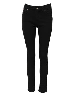 Dolce & Gabbana Schwarze Cotton Logo Skinny MidWaist Denim Jeans