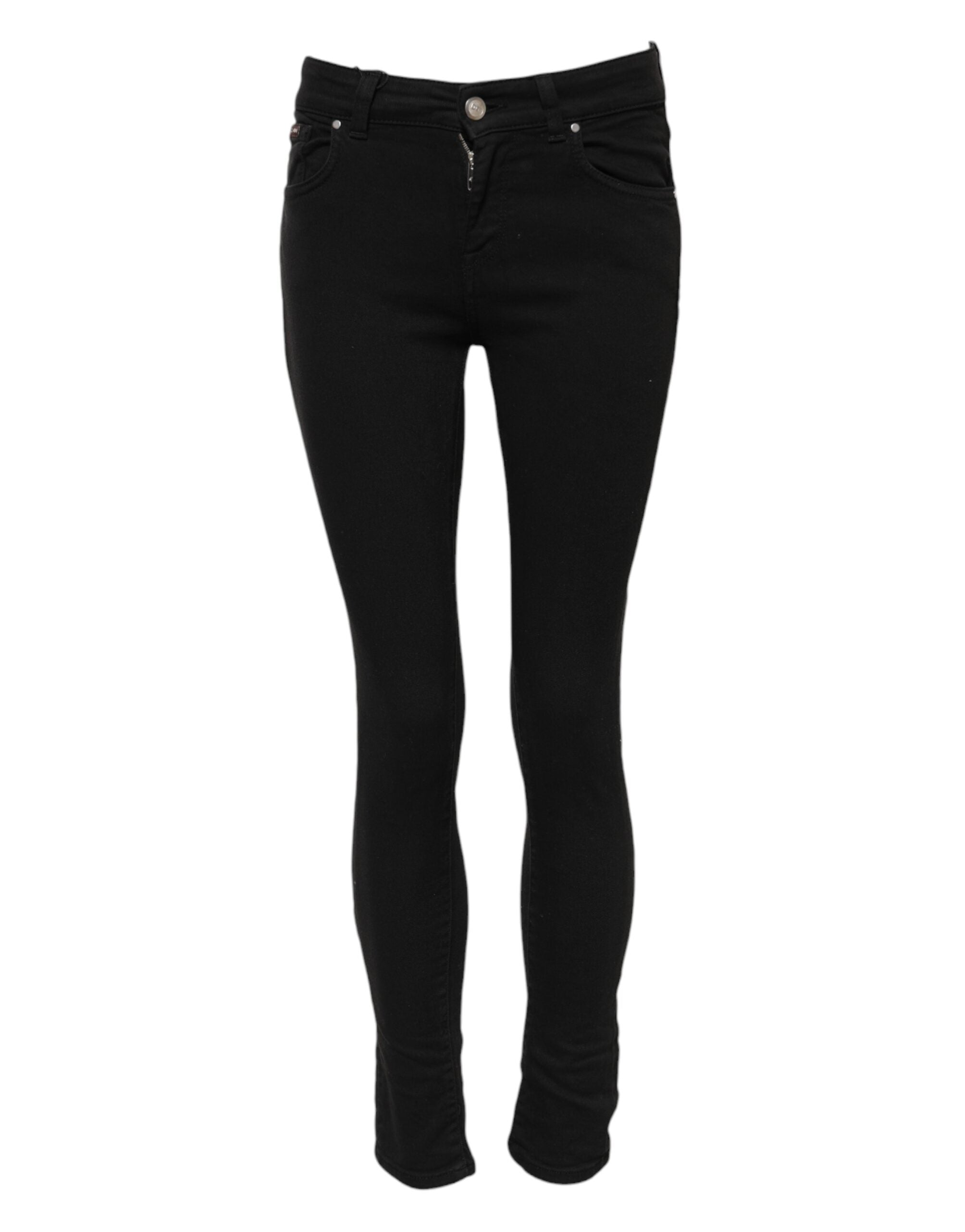 Dolce & Gabbana Schwarze Skinny Jeans aus Baumwolldenim mit mittlerer Bundhöhe