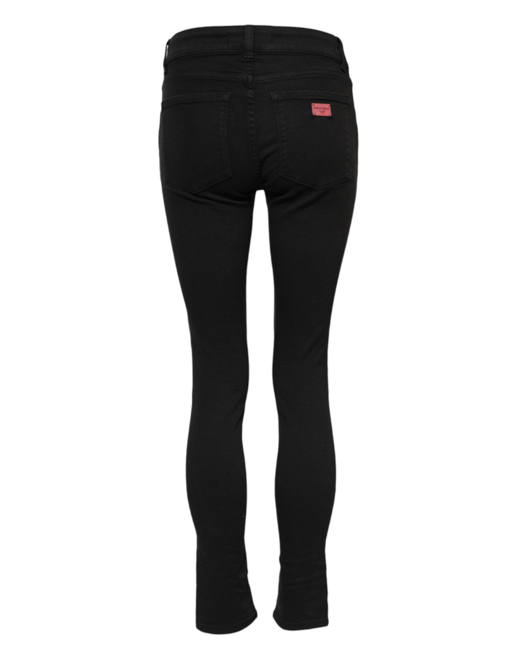 Dolce & Gabbana Schwarze Skinny Jeans aus Baumwolldenim mit mittlerer Bundhöhe