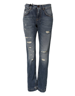Dolce & Gabbana Blaue Boyfriend-Jeans aus zerfetztem Denim