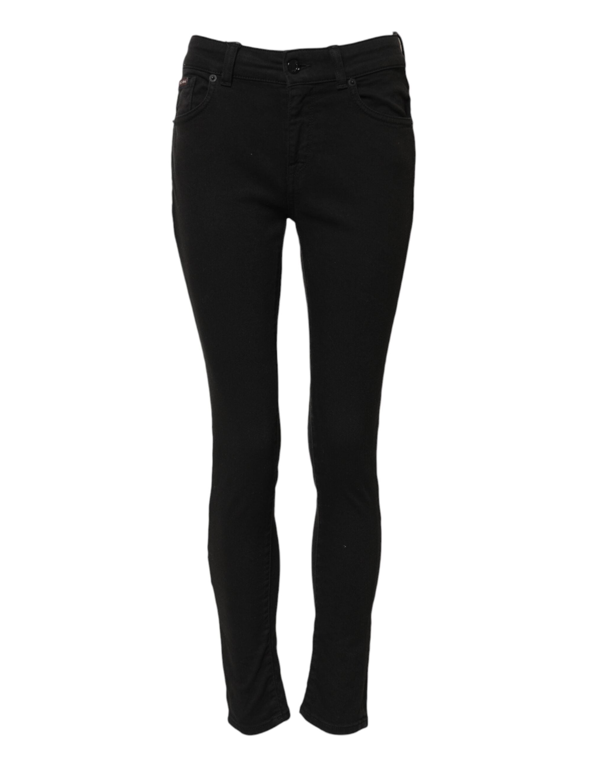 Dolce & Gabbana Schwarze Skinny Jeans aus Baumwolldenim mit mittlerer Bundhöhe