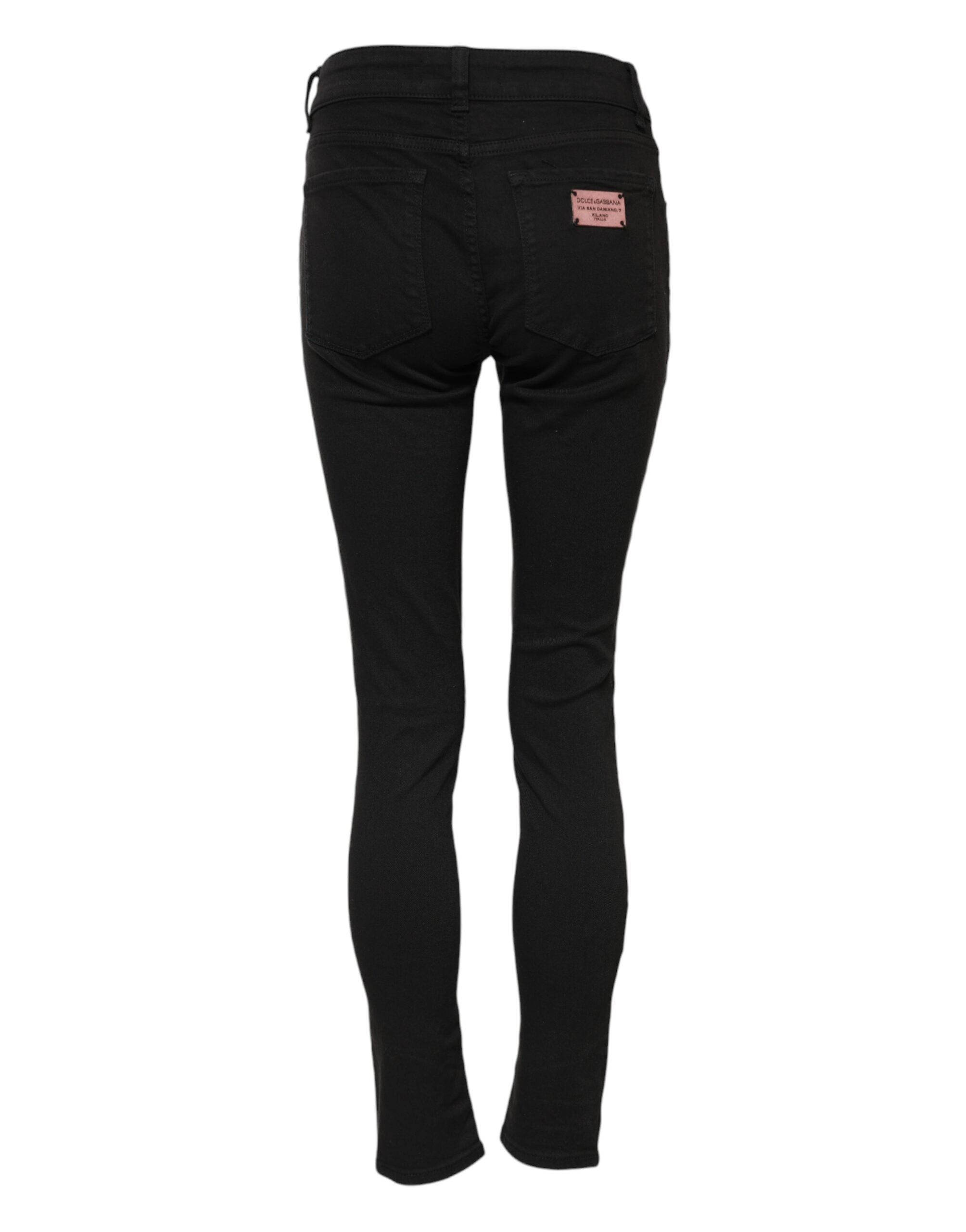 Dolce & Gabbana Schwarze Skinny Jeans aus Baumwolldenim mit mittlerer Bundhöhe