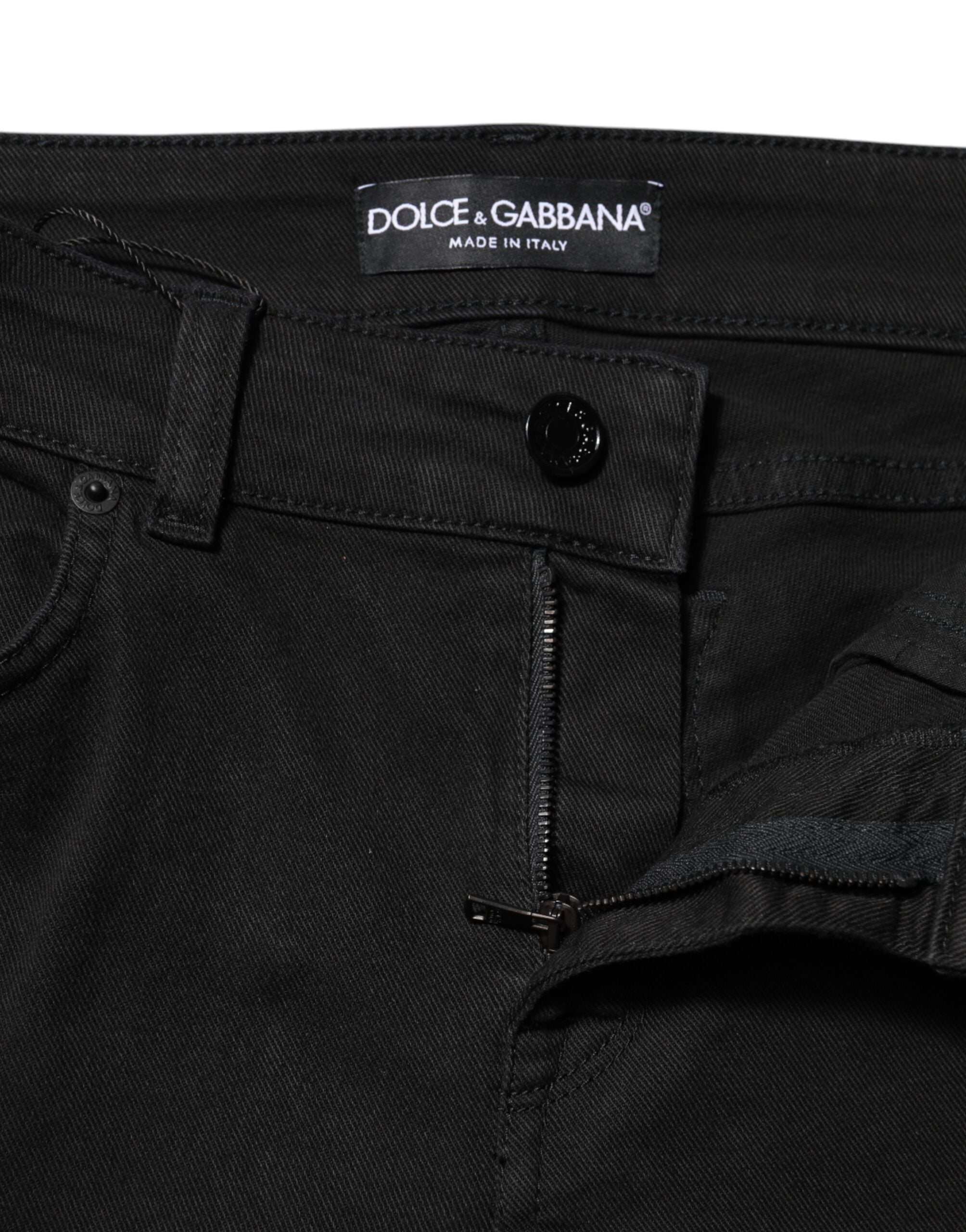 Dolce & Gabbana Schwarze Skinny Jeans aus Baumwolldenim mit mittlerer Bundhöhe
