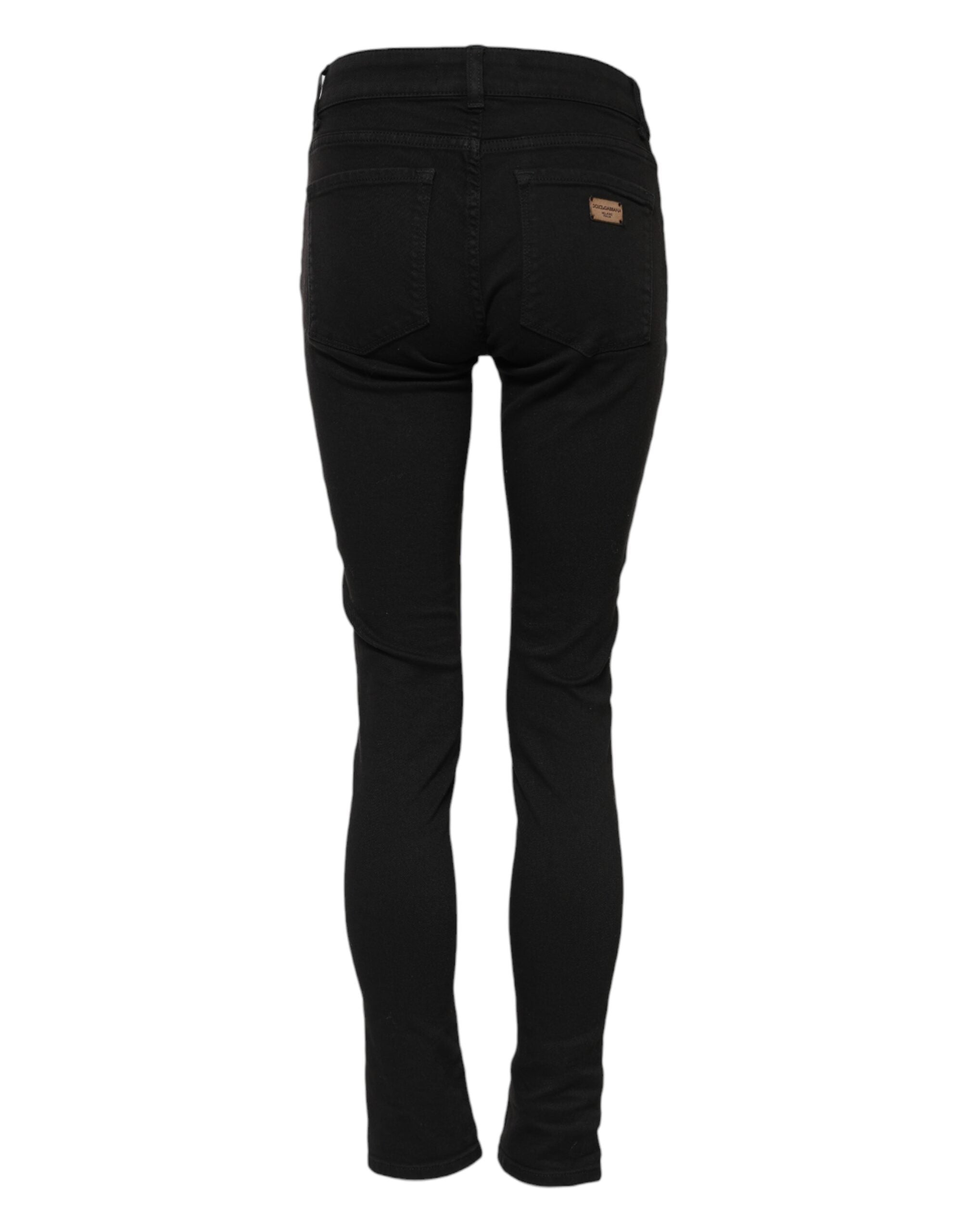 Dolce & Gabbana Schwarze Skinny Jeans aus Baumwolldenim mit mittlerer Bundhöhe