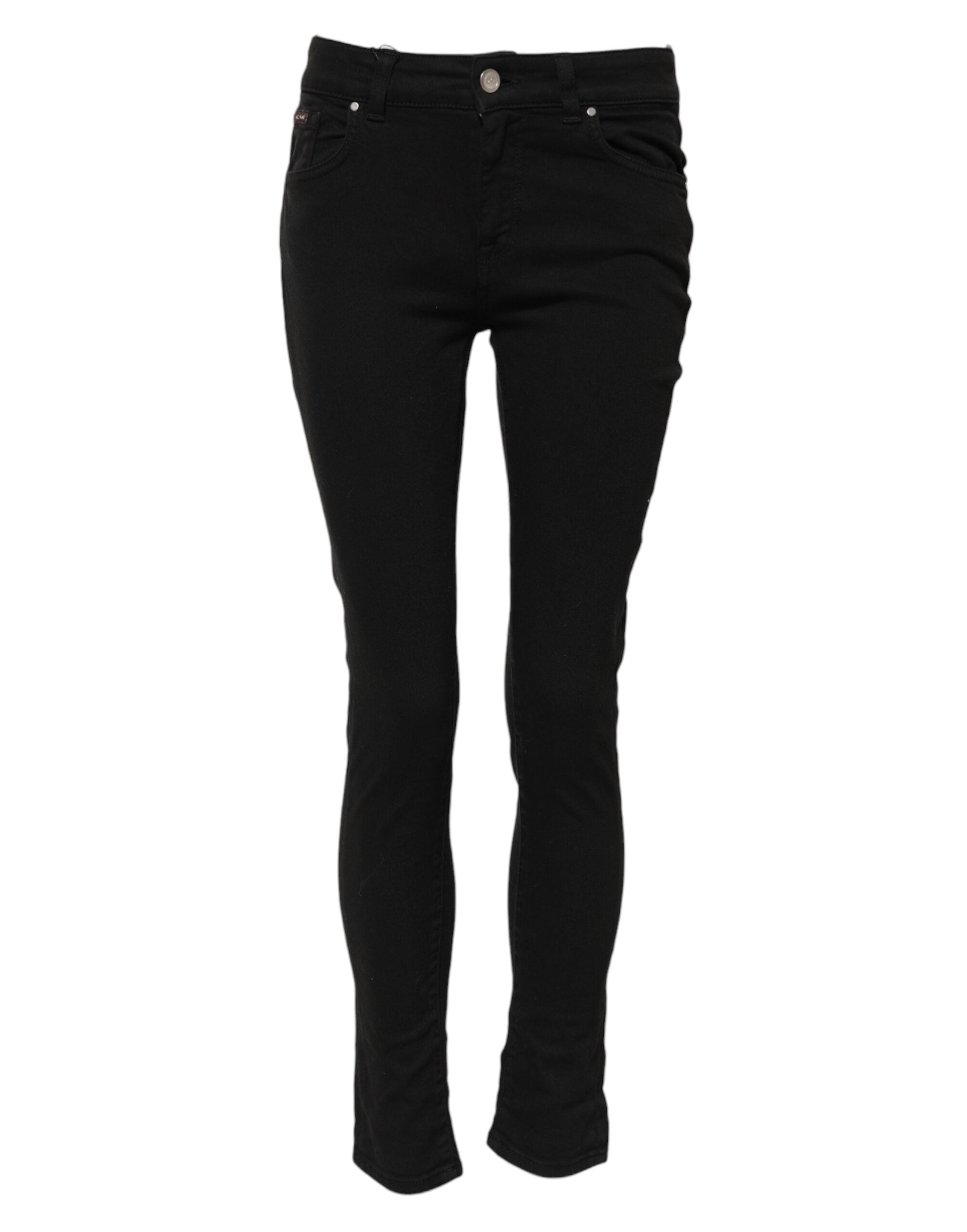 Dolce & Gabbana Schwarze Skinny Jeans aus Baumwolldenim mit mittlerer Bundhöhe
