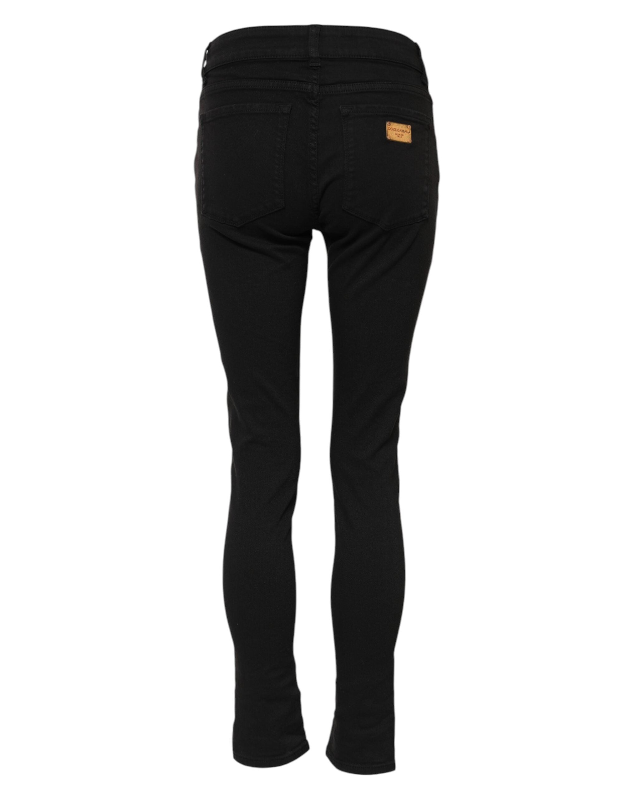 Dolce & Gabbana Schwarze Skinny Jeans aus Baumwolldenim mit mittlerer Bundhöhe