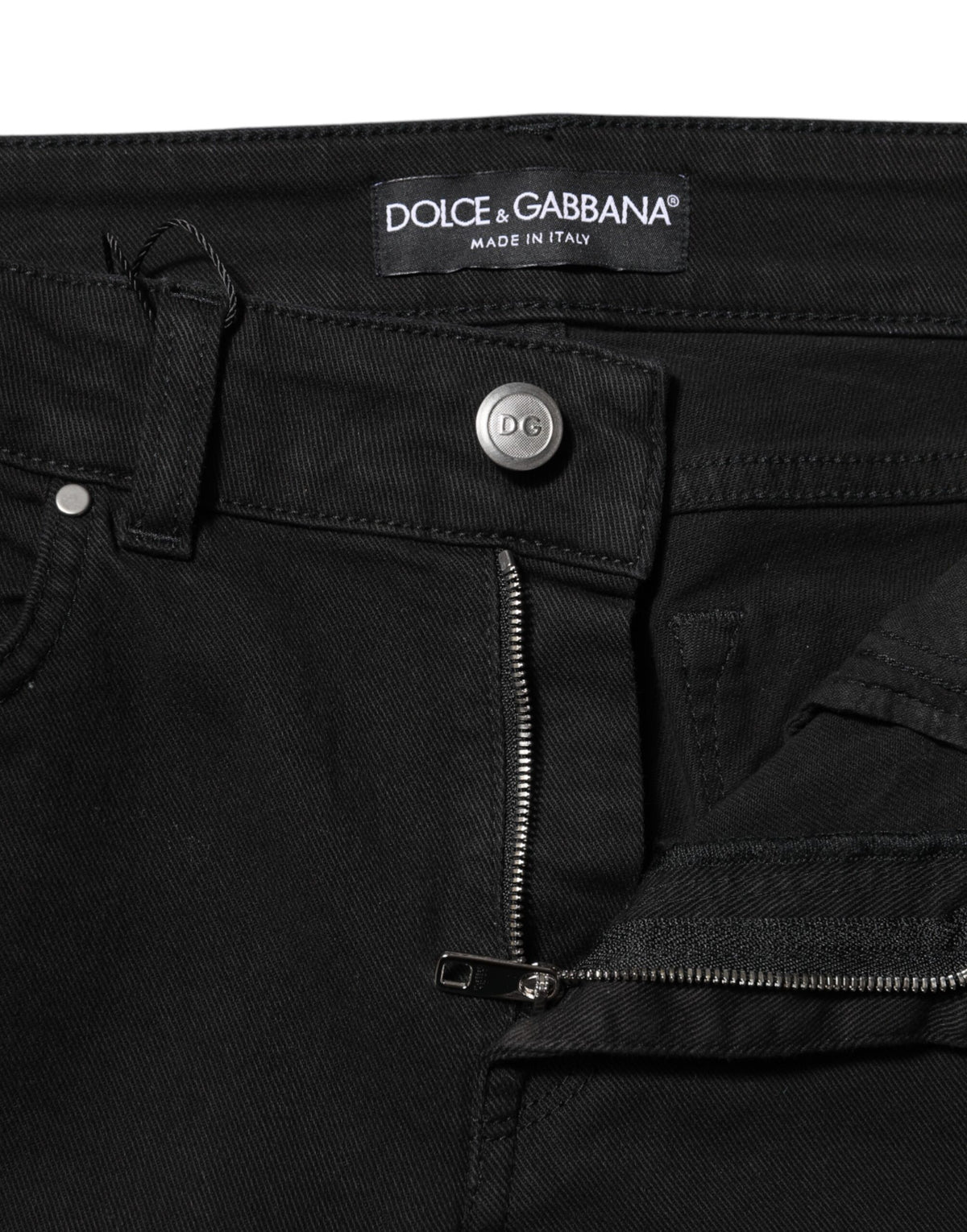 Dolce & Gabbana Schwarze Skinny Jeans aus Baumwolldenim mit mittlerer Bundhöhe