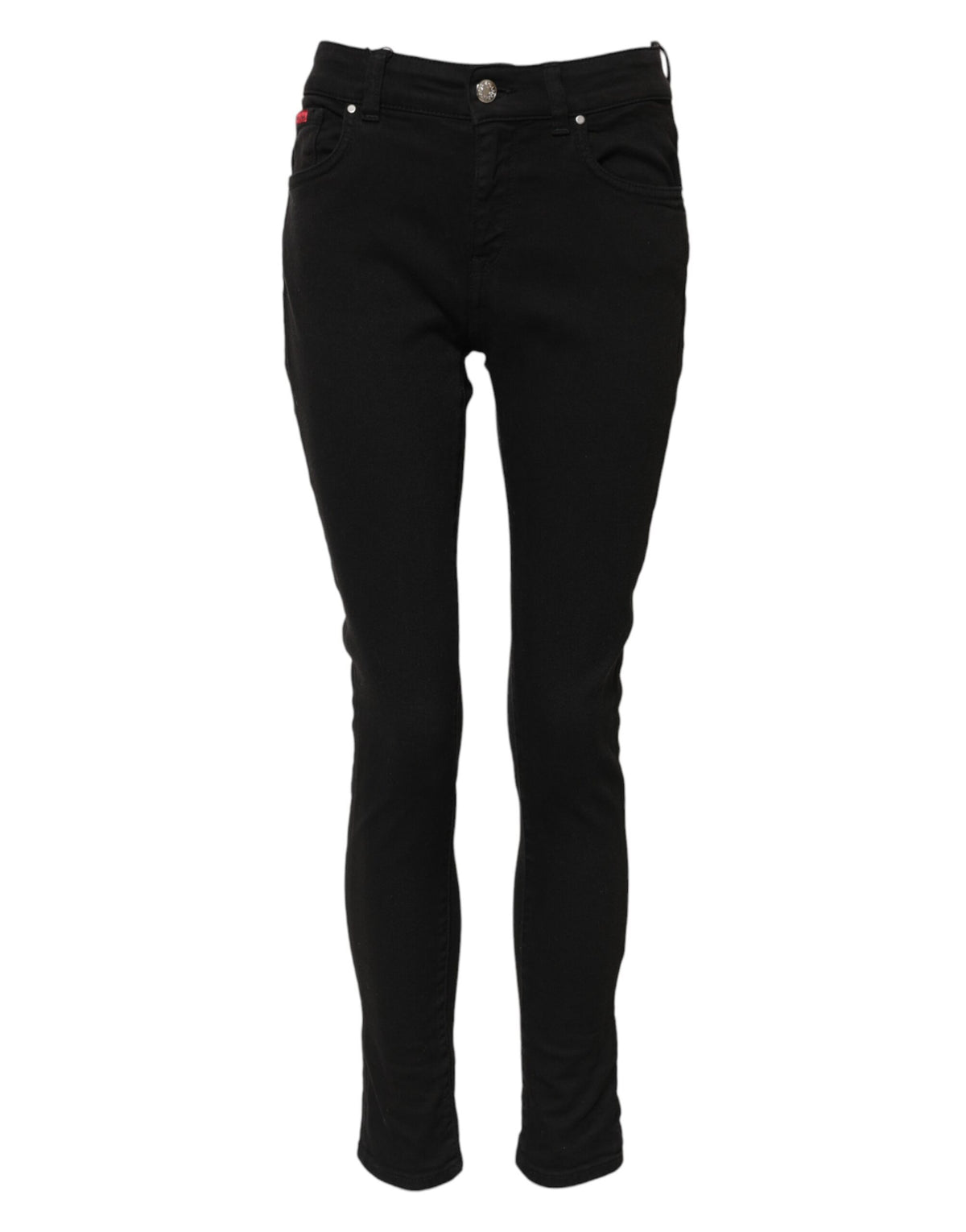 Dolce & Gabbana Schwarze Baumwolle Logo Skinny Mid Waist Denim Jeans