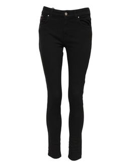Dolce & Gabbana Schwarze Baumwolle Logo Skinny Mid Waist Denim Jeans