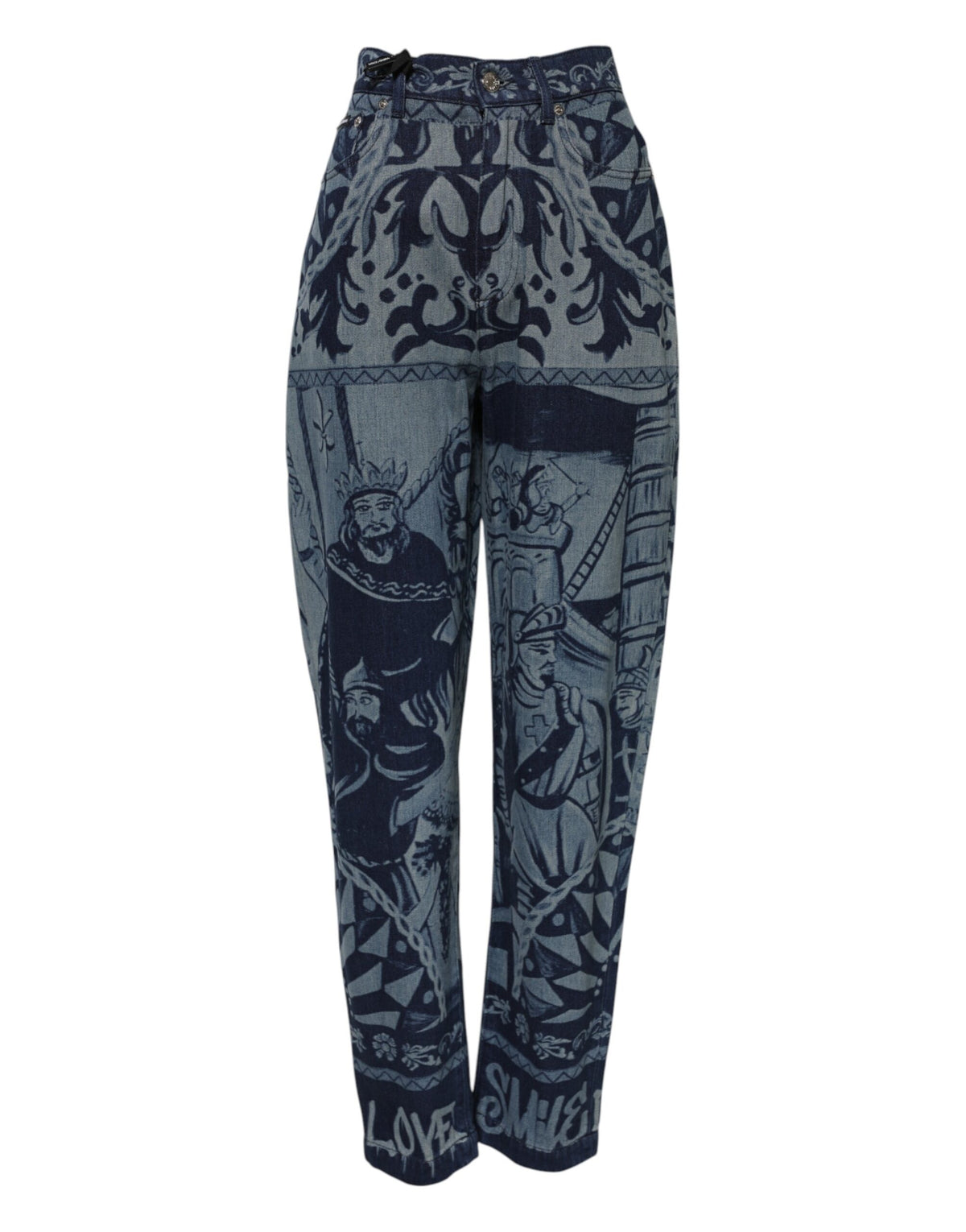 Dolce & Gabbana Blaue Graphic Print Tapered Denim Jeans
