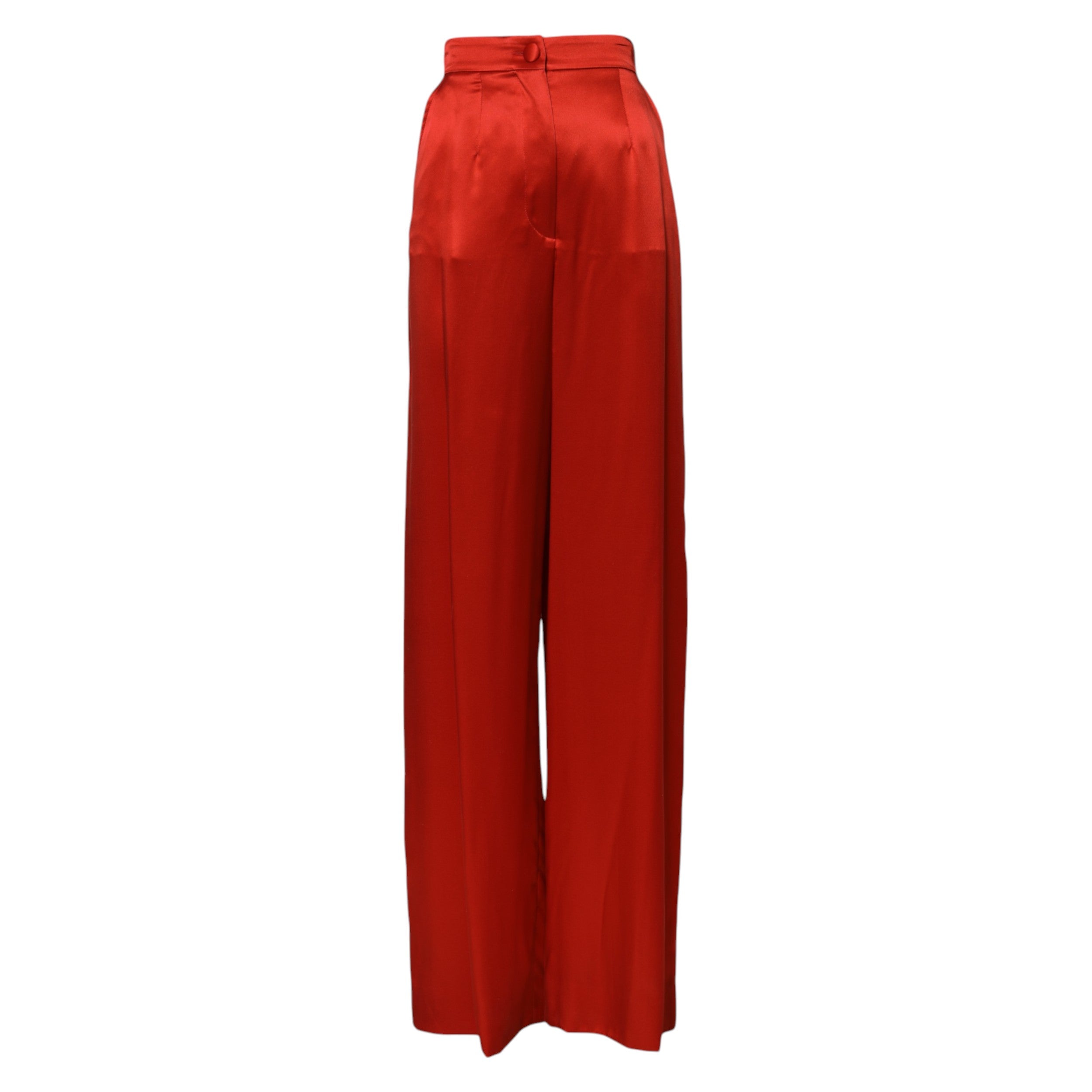 Dolce & Gabbana Rote Satinhose mit hoher Taille und weitem Bein