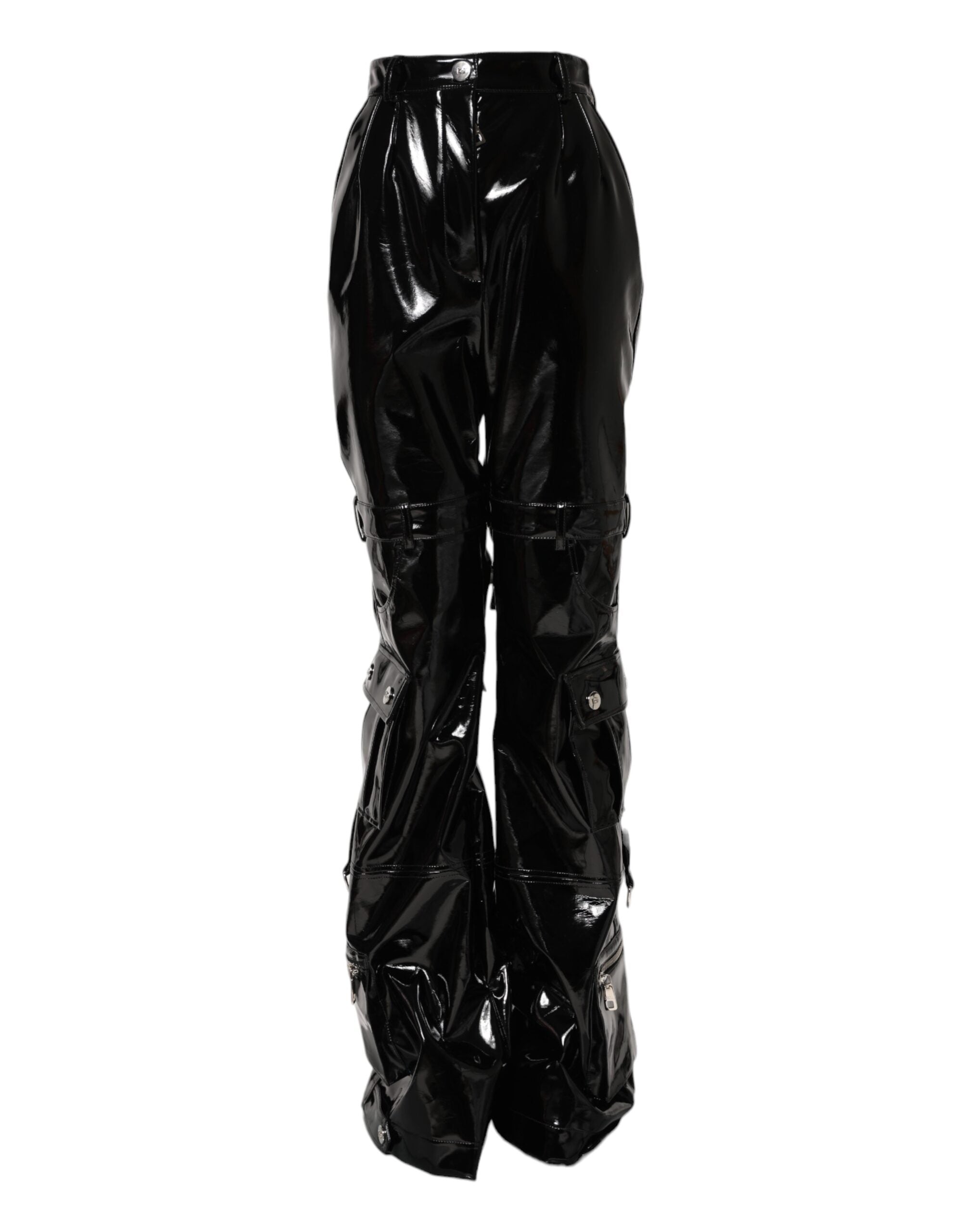 Dolce & Gabbana Schwarze Cargo-Bootcut-Hose mit hoher Taille
