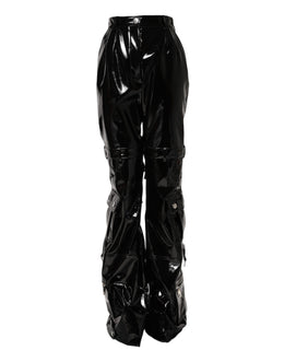 Dolce & Gabbana Schwarze Cargo-Bootcut-Hose mit hoher Taille