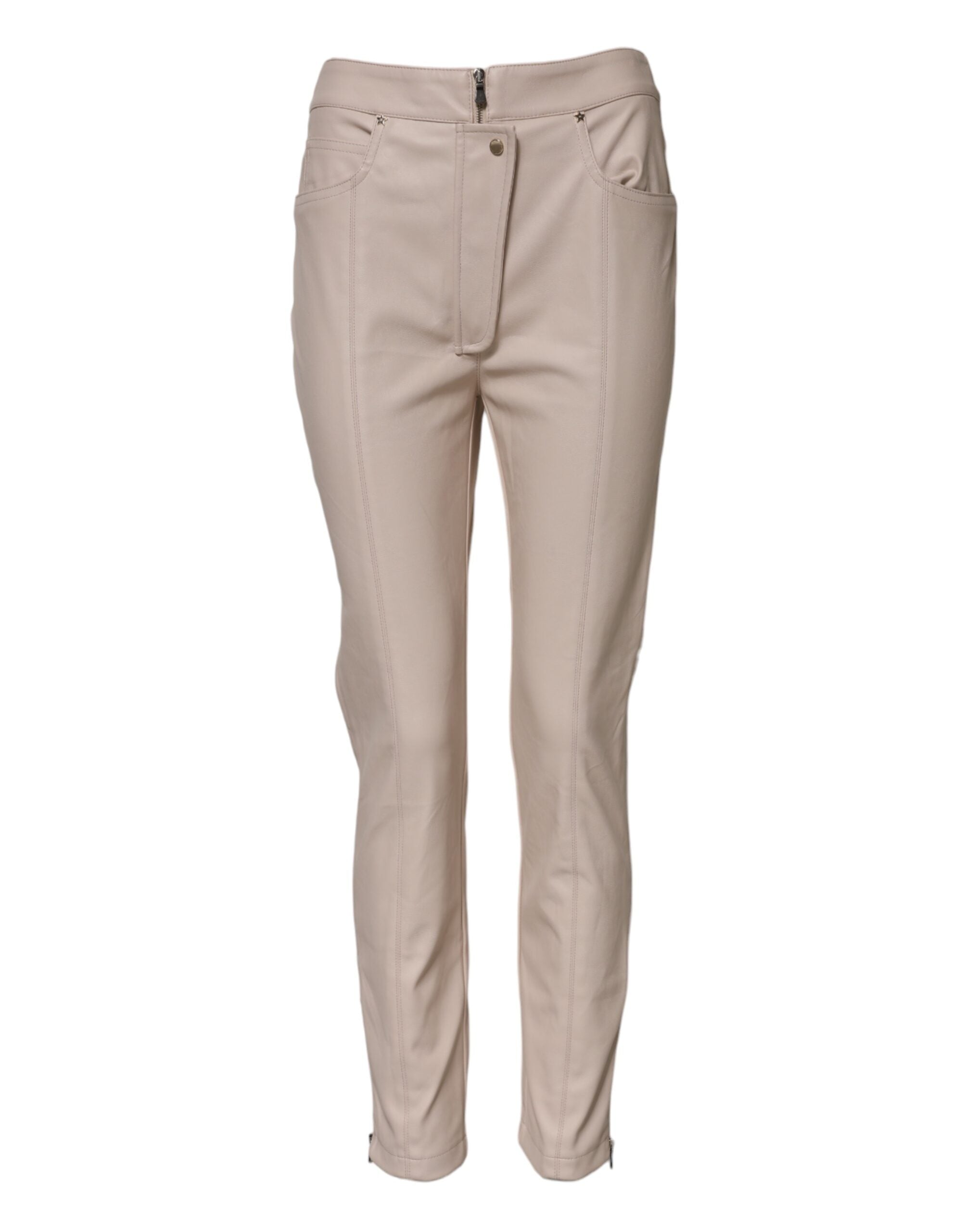 Elisabetta Franchi Beige Taillierte Hose mit hoher Taille