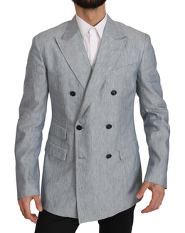 Dolce & Gabbana Blaue Flachsjacke NAPOLI Mantel Blazer